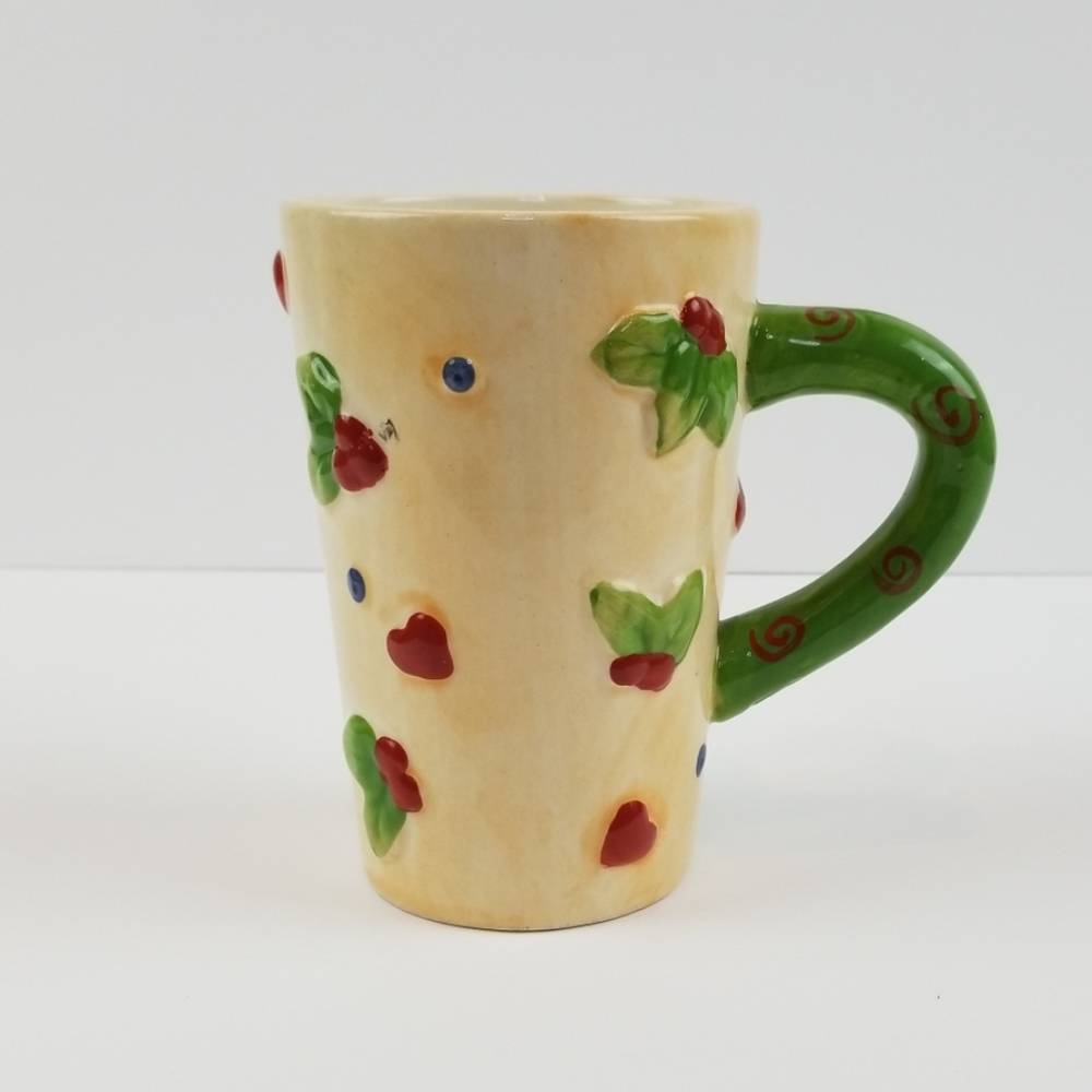 Unique coffee cup appears to be handmade